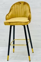 كرسي بار مخمل لون أصفر