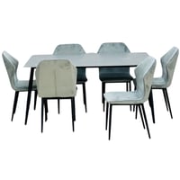 طقم طاولة طعام بورسلان 4و6 كراسي رمادي