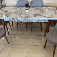 طقم طاولات طعام و6 كراسي تركي لون رمادي