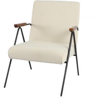 كرسي مع تكاية خشب لون بيج