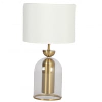 اباجورة بقاعدة زجاجية لون ابيض وذهبي