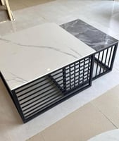 طاولة بورسلان رمادي وأبيض