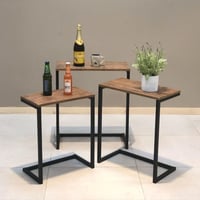 طاولة ثلاثة قطع لون خشبي