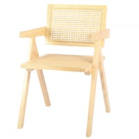 كرسي راتان وخشب لون خشبي