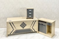 طقم مكتب مع سكرتارية مقاس 140, 160 سم لون خشبي