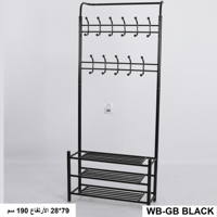 علاقة ملابس مزودة بأرفف لون أسود