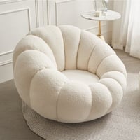 كرسي قماش بوكليه دوار لون أبيض كبير