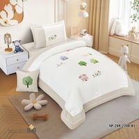 طقم مفرش مفرد ونص تطريز رسومات كرتونية