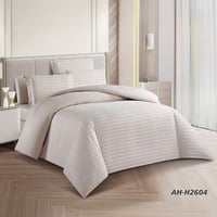 مفرش فندقي مقلم مزدوج 7 قطع