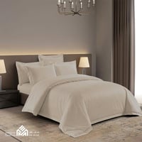 طقم مفرش مفرد ونصف 5 قطع قطن بيج 250 غرزة