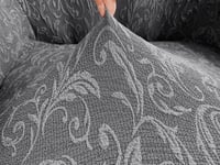 تلبيسة كنب مقعد واحد رمادي غامق جاكار