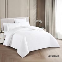 مفرش فندقي مفرد مقلم 5 قطع