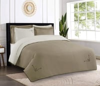 مفرش فندقي مطرز قطن ساتان بدون حشوة 6 قطع