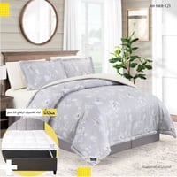 طقم مفرش ربيعي مزدوج + لباد ارتفاع 10سم هدية