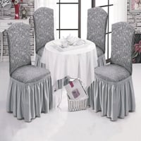 طقم تلبيسة كراسي سفرة عدد 4 - رمادي فاتح