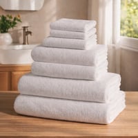 طقم مناشف قطن 7 قطع لون ابيض