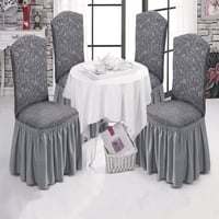 طقم تلبيسة كراسي سفرة عدد 4 - رمادي غامق