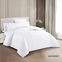 مفرش فندقي مقلم مزدوج 7 قطع