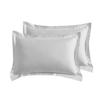 تفصيل طقم مفرش فندقي 250 غرزة - رمادي مقلم