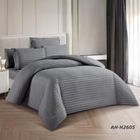 مفرش فندقي مفرد مقلم 5 قطع