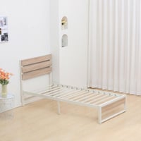 سرير مفرد معدني بتصميم خشبي أفقي