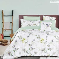 طقم مفرش صيفي فاخر مشجر وجهين 8 قطع مزدوج