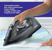 مكواة بخار لينكس مع قاعدة سيراميكية غير لاصقة، LY-...