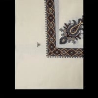 شال كشميري لون ابيض تطريز بني ماركة جورجيه