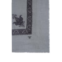 شال كشمري قوتشي فضي تطيرز بني