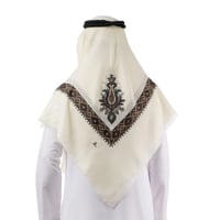 شال كشميري لون ابيض تطريز بني ماركة جورجيه