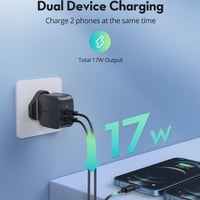 كومبو فيش جداري راف باور 17 واط بمنفذين usb + كيبل...