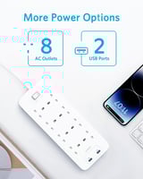 توصيلة انكر 8 منافذ طاقة مع منفذين USB-A-ابيض