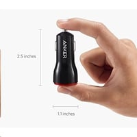 شاحن سيارة انكر بقوة 24 واط بمنفذين USB-A - أسود