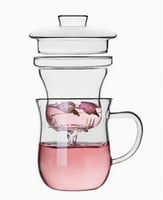 طقم مكون من كوب ومصفاة مزودة بغطاء شفاف