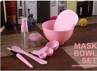 طقم فرش لماسك الوجه ووعاء من 9 قطع وردي