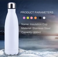 زجاجة مياه بتصميم عازل ومفرغ من الهواء أبيض/فضي