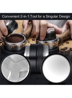 أداة دك وتوزيع وتسوية القهوة برأسين أسود 58مم