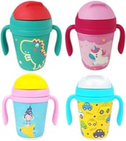 طقم أكواب أطفال ذكية من الخيزران بألوان متنوعة مع...