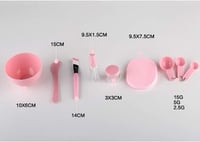 طقم فرش لماسك الوجه ووعاء من 9 قطع وردي