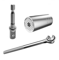 طقم مفاتيح ربط صندوقية عامة مكون من 3 قطع فضي