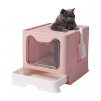 صندوق فضلات للقطط مزود بدرج قابل للطي ثنائي الاتجا...