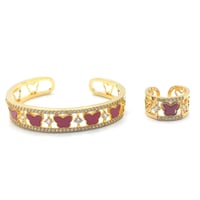 طقم خاتم واسوارة بتصميم فراشات لون احمر