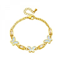 اسوارة فراشات مرصعة بالصدف الابيض ومطلية بالذهب