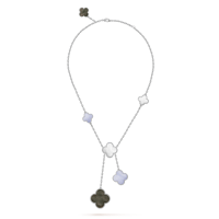 سلسال فان كليف فضي 6 وردات ابيض سماوي اسود