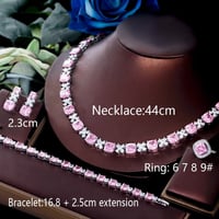 طقم زركون وردي فخم مكون من أربع قطع