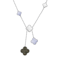 سلسال فان كليف فضي 6 وردات ابيض سماوي اسود