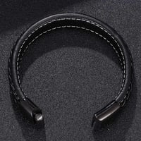 اسوارة رجالية جلد وتيتانيوم اسود