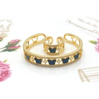 طقم خاتم واسوارة بتصميم فراشات لون اسود