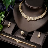 طقم زركون ذهبي بتصميم فاخر 4 قطع لإطلالة أنيقة