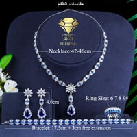 طقم زركون ازرق 4 قطع مطلي بالذهب الابيض